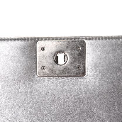 Chanel Metallic Lambskin Quilted Medium Boy Flap Silver 9 of 13
