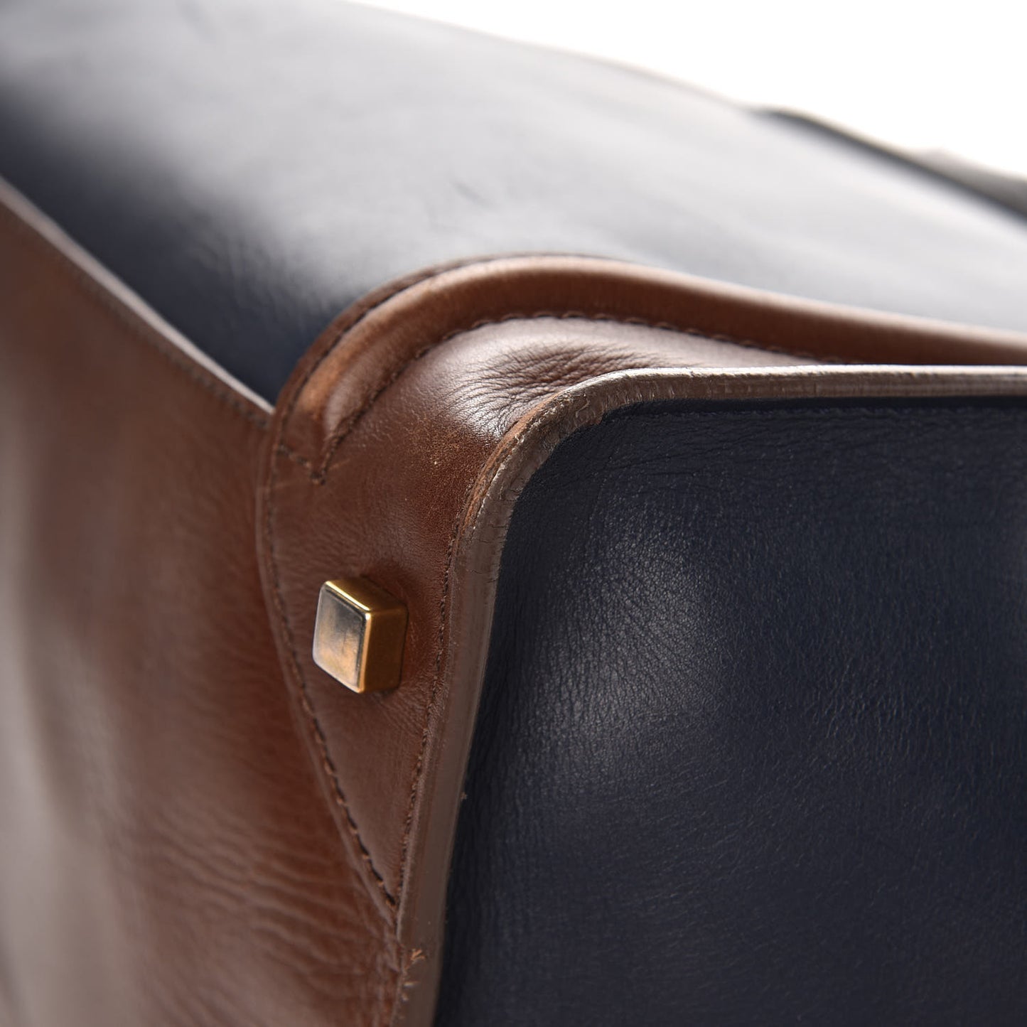 Smooth Calfskin Mini Tri-Color Luggage Navy