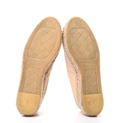 Chanel Lambskin CC Espadrilles 36 Beige Black 5 of 7