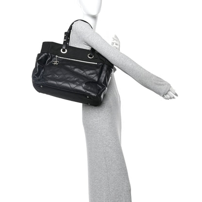 Chanel Coated Canvas Quilted Large Paris Biarritz Tote Black 2 of 17