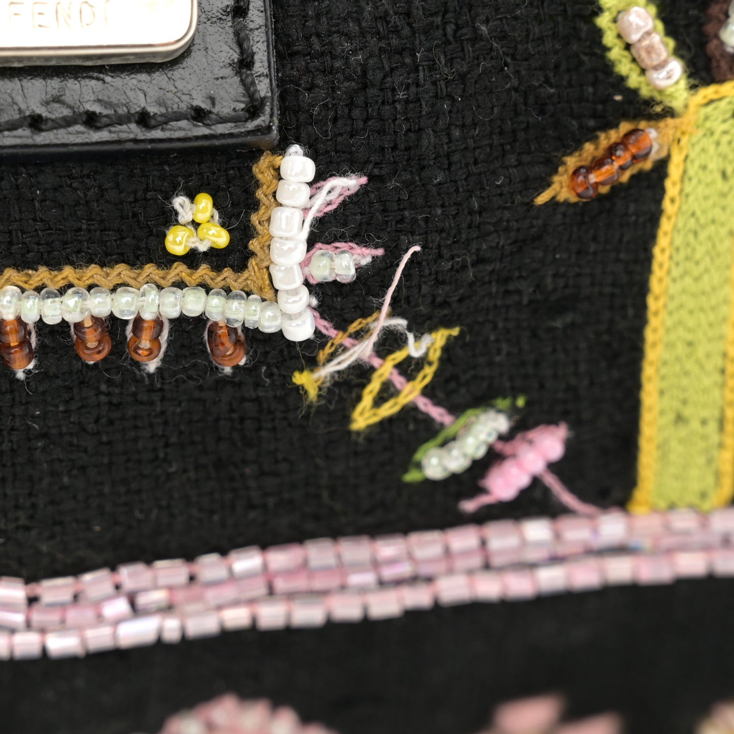 Satin Beaded Baguette Black Multicolor