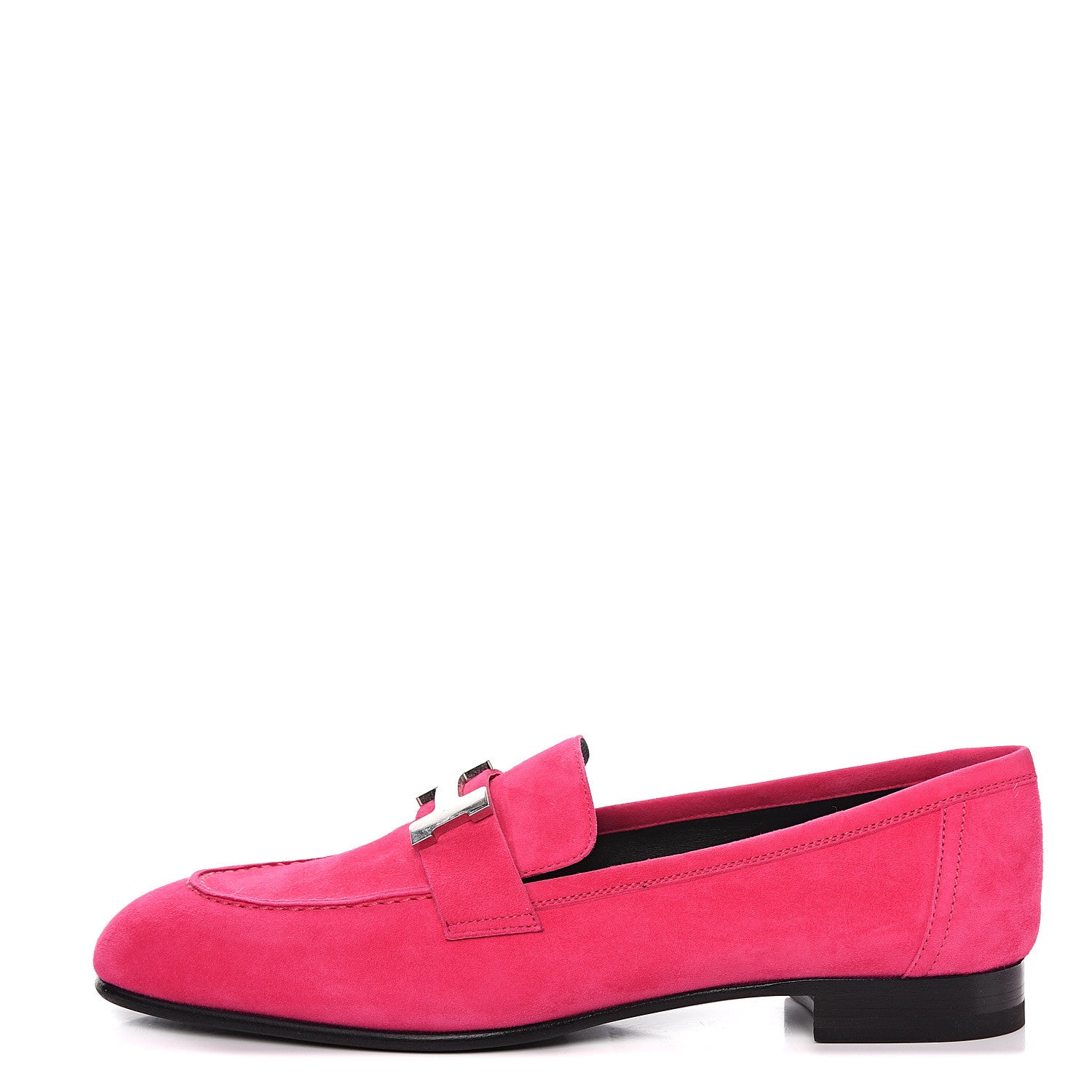 Hermes Suede Goatskin Paris Loafers 37.5 Rose Fuchsia 1 of 8