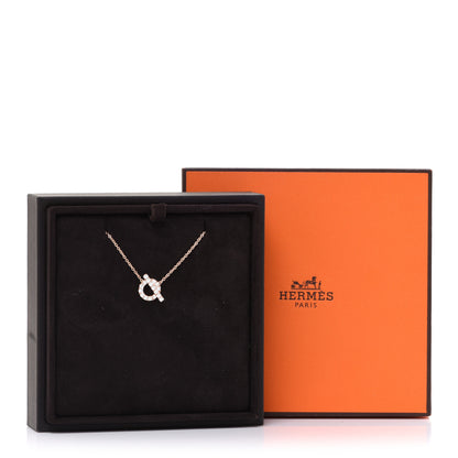 Hermes 18K Rose Gold Diamond Finesse Pendant Necklace 6 of 6