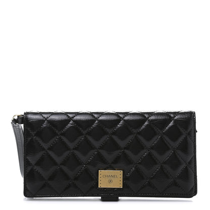 Chanel Glazed Calfskin Quilted Long Wallet With Handle Black 1 of 13