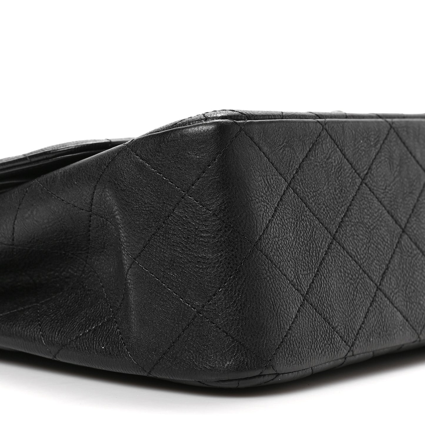 Crumpled Calfskin Quilted Jumbo Double Flap So Black