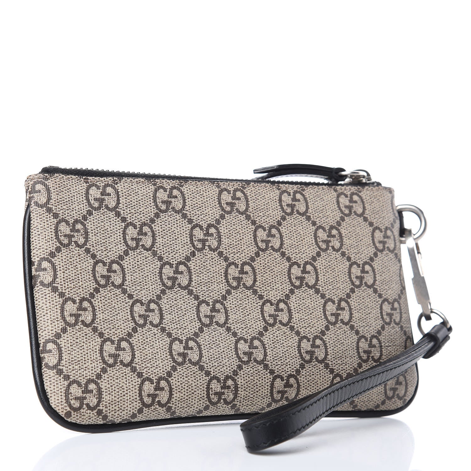 Gucci GG Supreme Monogram Bee Print Wrist Pouch Black 3 of 10