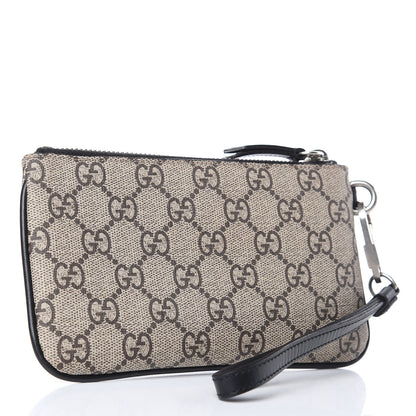 Gucci GG Supreme Monogram Bee Print Wrist Pouch Black 3 of 10