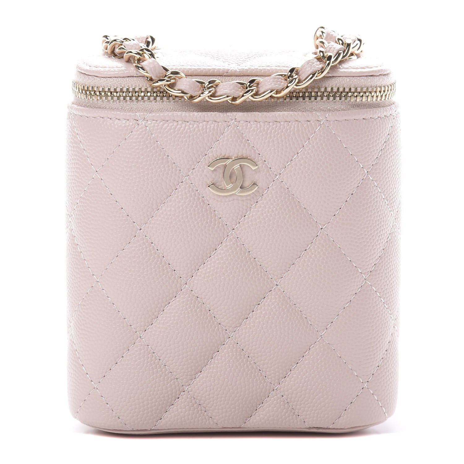 Chanel Caviar Quilted Small Vertical Coco Beauty Vanity Case With Chain Light Pink 1 of 11