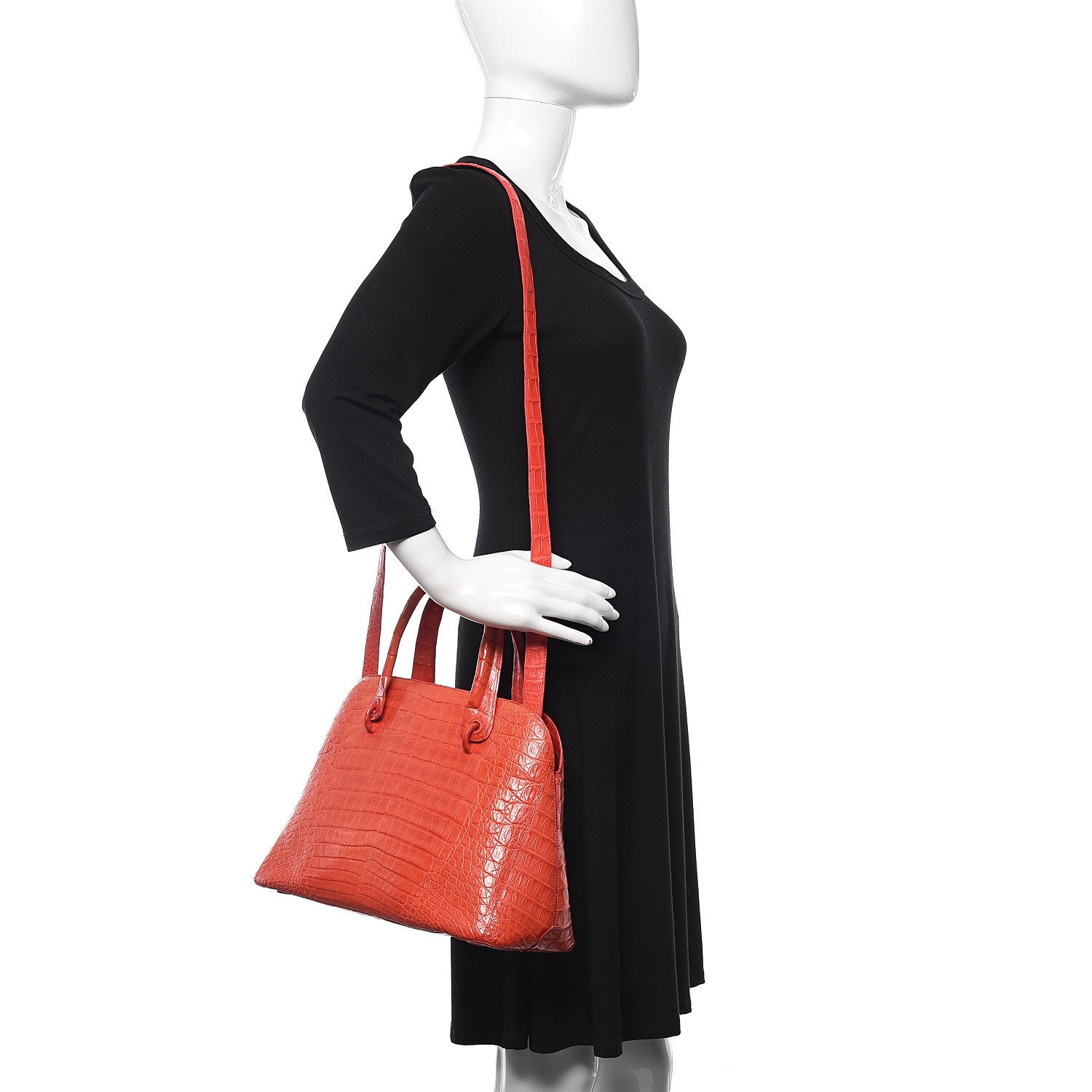 Nancy Gonzalez Crocodile Tote Coral 2 of 10