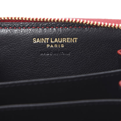 Saint Laurent Lambskin Matelasse Monogram Vicky Zip Around Card Holder Rouge Eros 5 of 9
