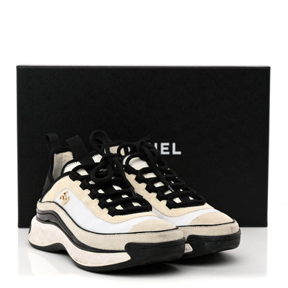 Chanel Velvet Calfskin Mixed Fibers CC Sneakers 36 Ivory Black 16 of 16