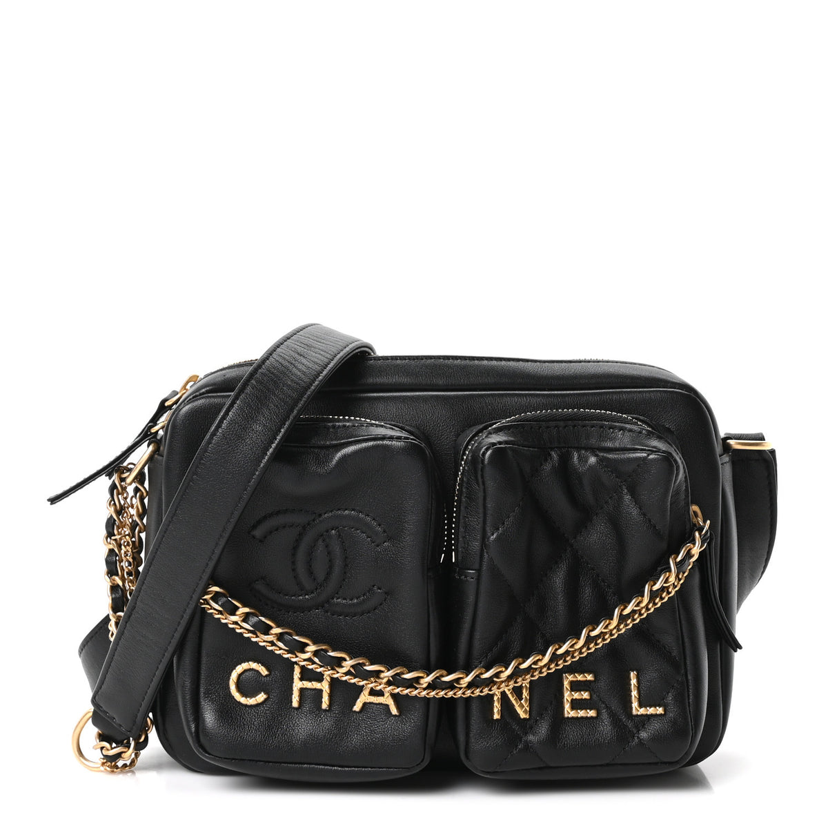 Chanel Calfskin Quilted Large Camera Case Black 1 of 10