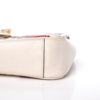 Gucci Calfskin Matelasse Trompe L'Oeil Print Medium GG Marmont Shoulder Bag Mystic White Hibiscus Red Marine Giallo 11 of 11