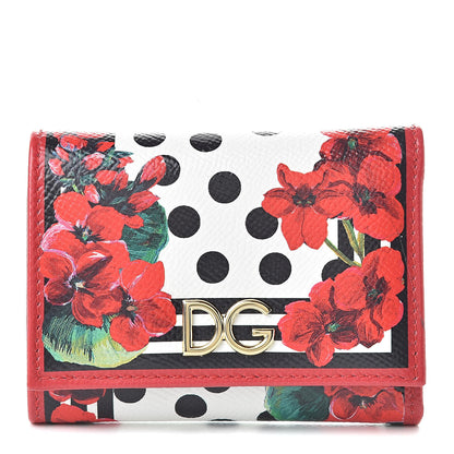 Dolce & Gabbana Dauphine Polka Dot Floral Print French Flap Wallet 1 of 7
