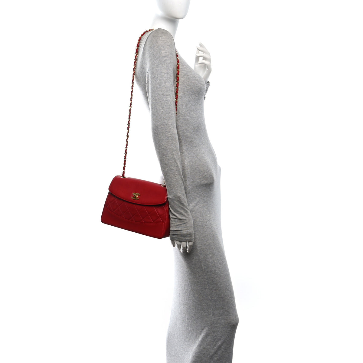Lambskin Quilted Small Single Flap Red