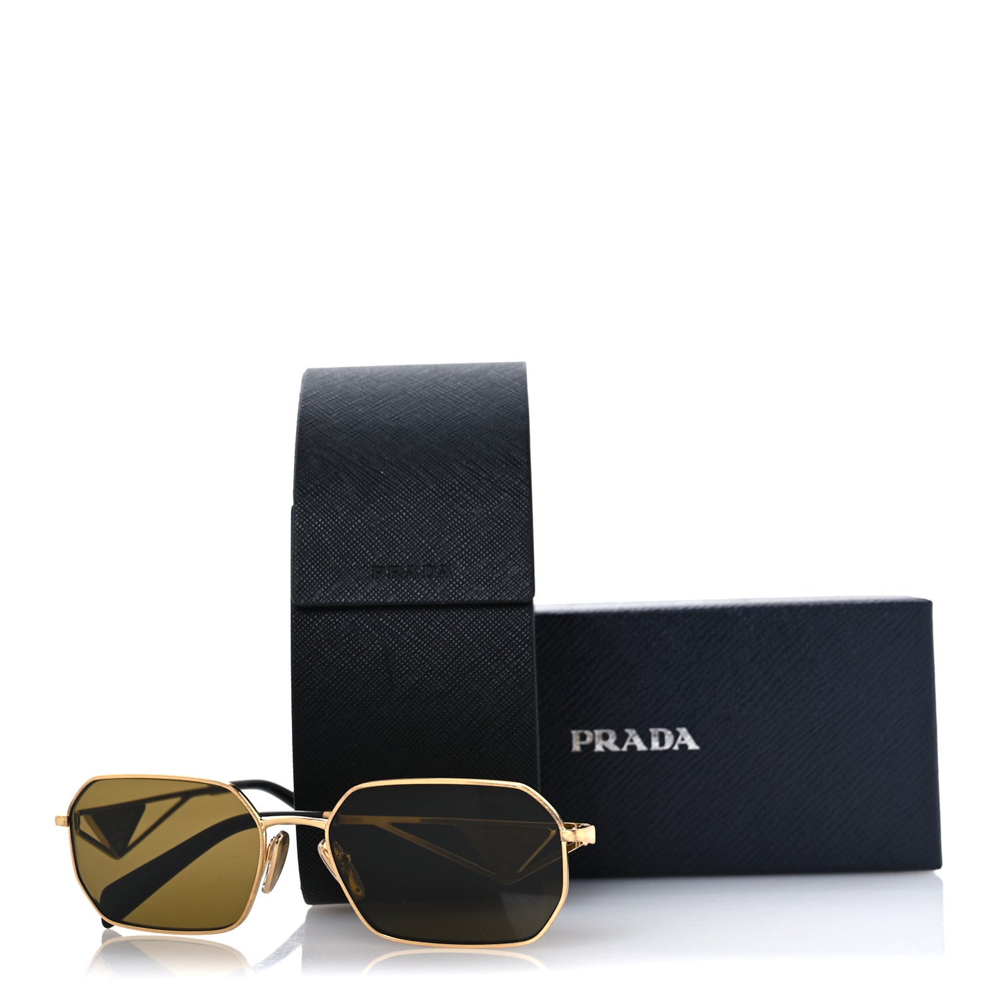 Metal Symbole Triangle Logo Sunglasses SPR A51 Gold Brown