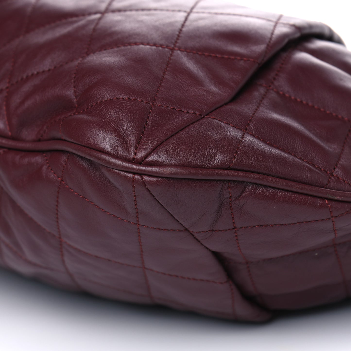 Calfskin Coco Pleats Hobo Burgundy