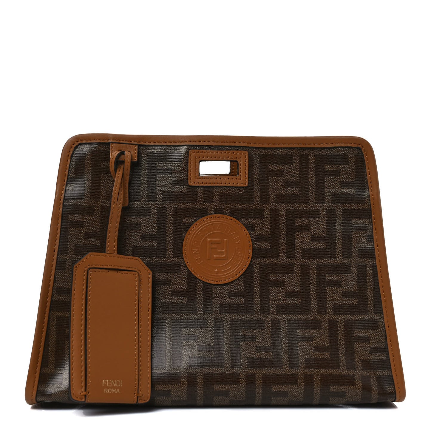 Glazed Fabric Vitello Century FF 1974 Stamp Patch Mini Peekaboo Defender Cover Mogano Panna Caramello