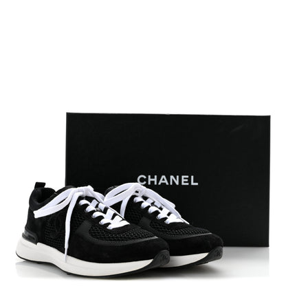 Chanel Calfskin Mesh Lycra Suede Womens Logo Sneakers 36 Black 9 of 9