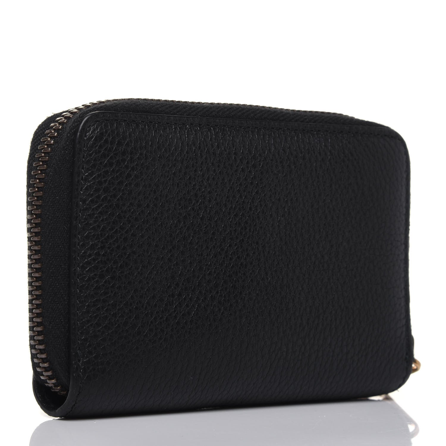 Gucci Calfskin Logo Zip Around Card Case Black 3 of 9