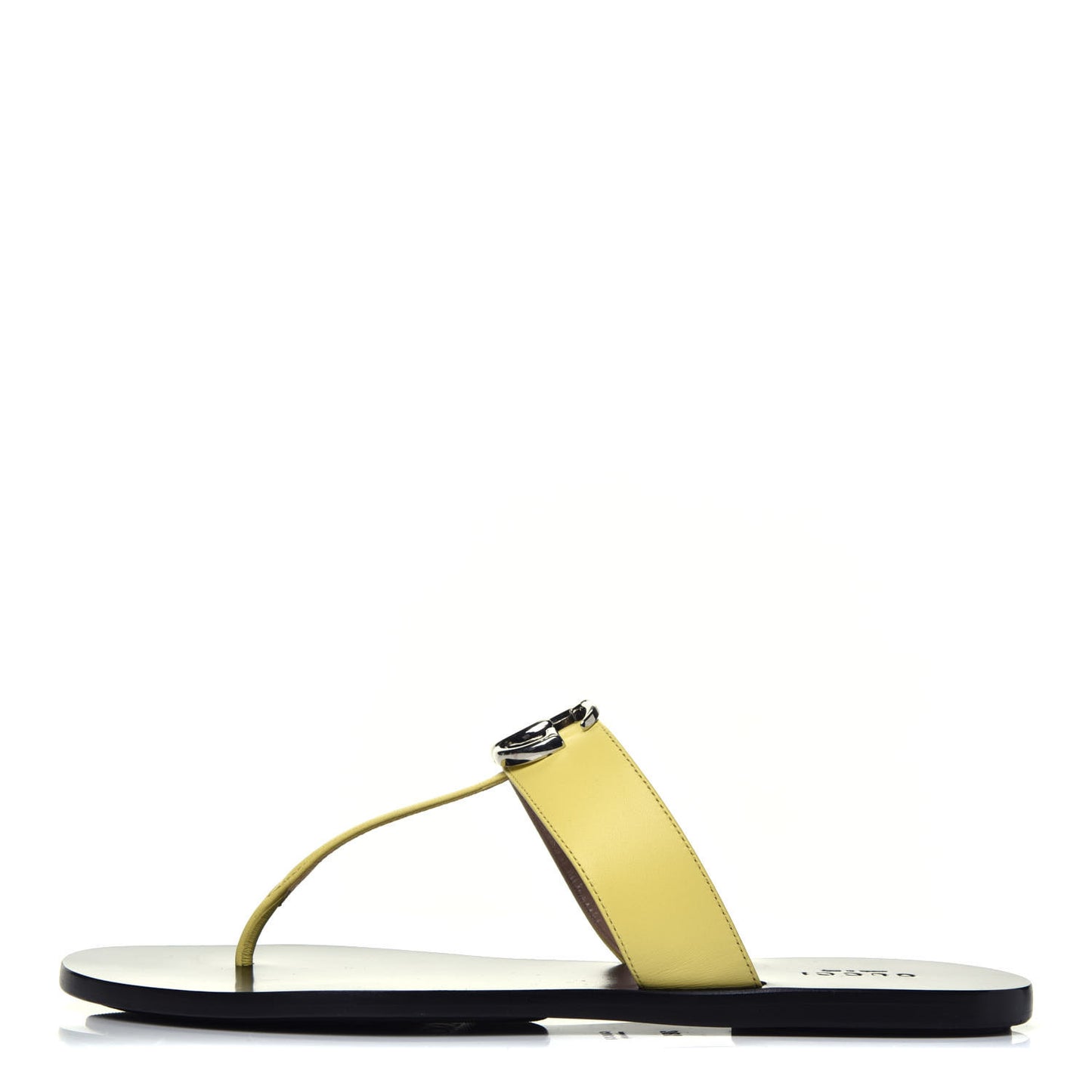 Calfskin GG Marmont Thong Sandals 38.5 Banana