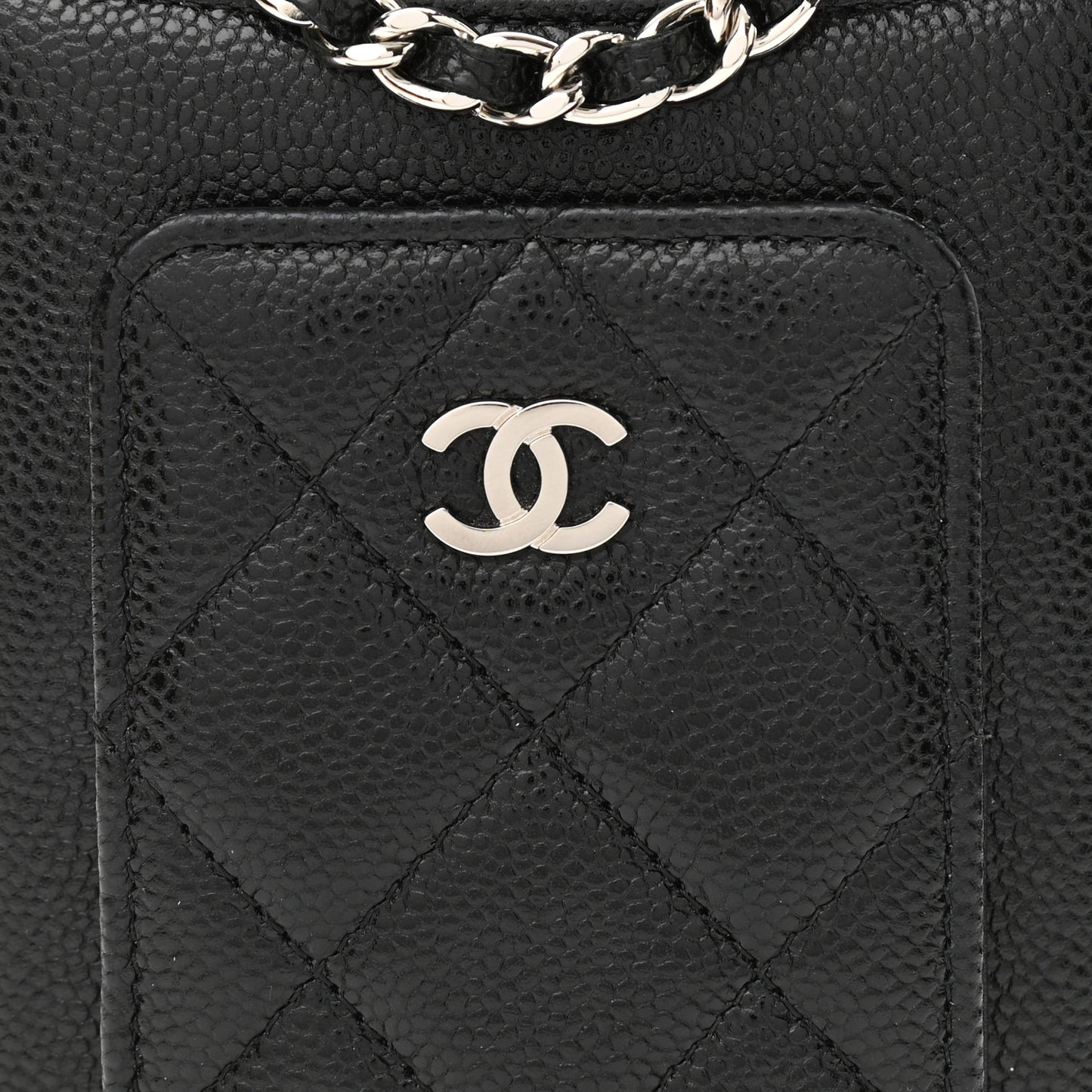 Caviar Quilted CC Phone Holder Black
