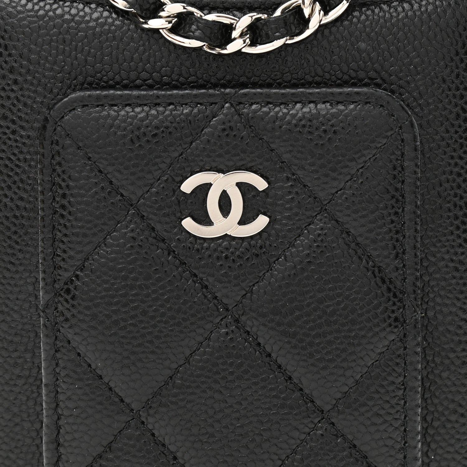 Chanel Caviar Quilted CC Phone Holder Black 9 of 13