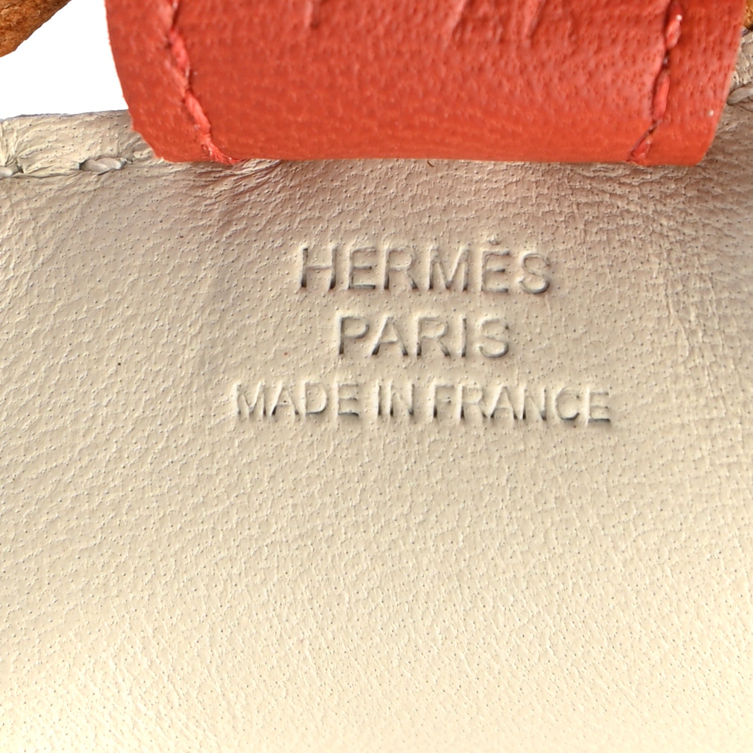 Hermes Milo Lambskin Grigri Rodeo Horse Bag Charm PM Craie Sesame Cornaline 4 of 4