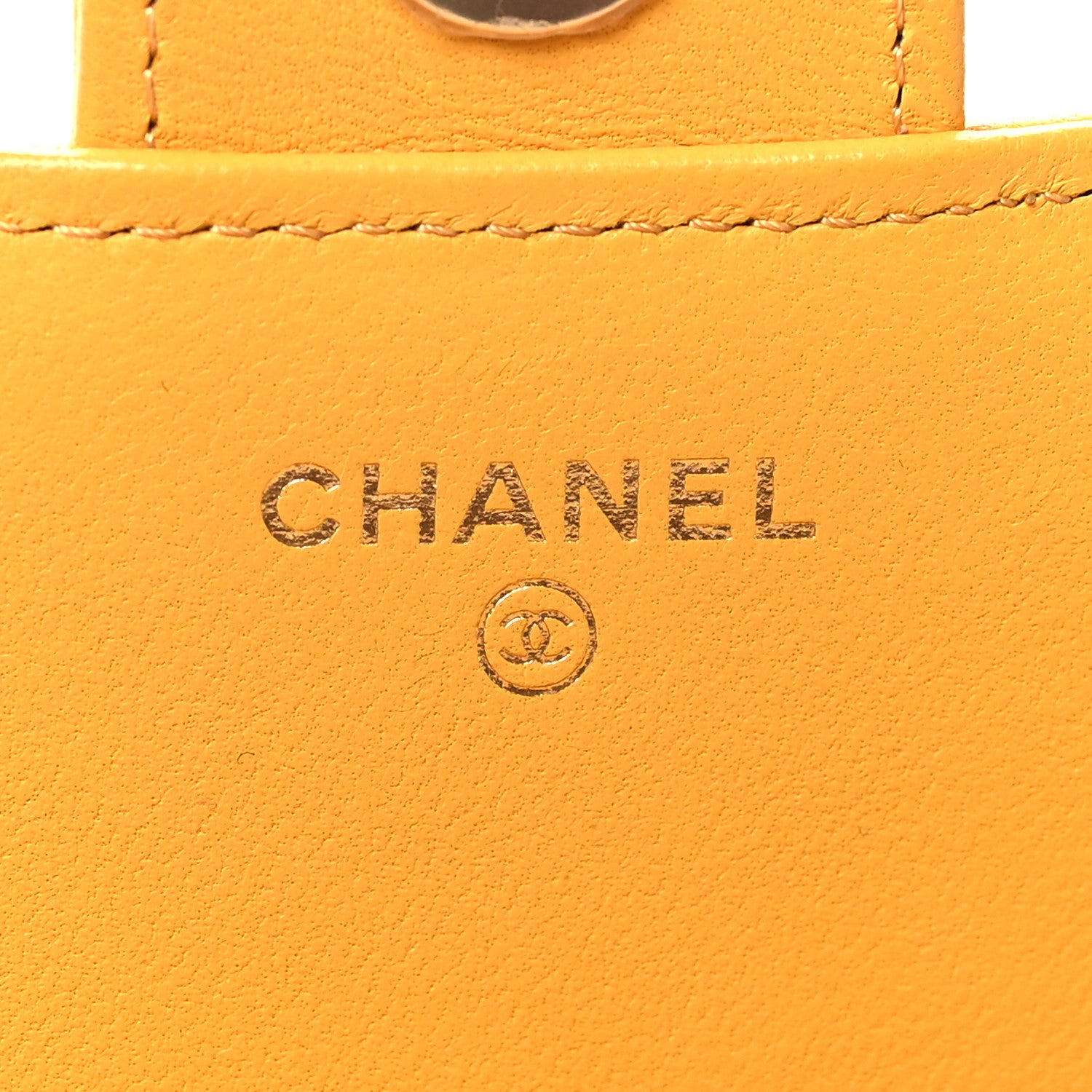 Chanel Lambskin Quilted Flap Phone Holder With Chain Yellow 6 of 14