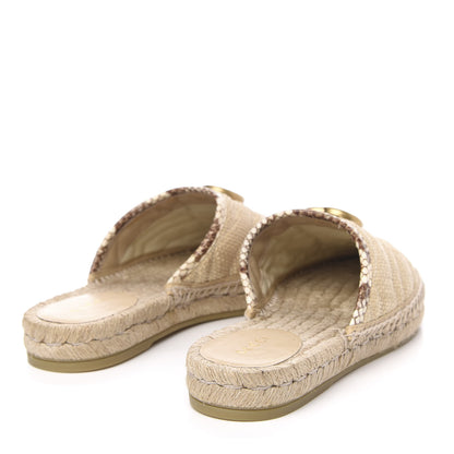 Gucci Straw Elaphe Matelasse GG Marmont Espadrille Slippers 37 Natural Cream Brown 4 of 11