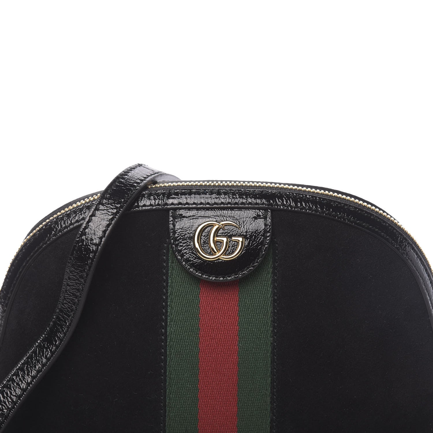 Gucci Suede Patent Web GG Small Ophidia Dome Shoulder Bag Black 10 of 10