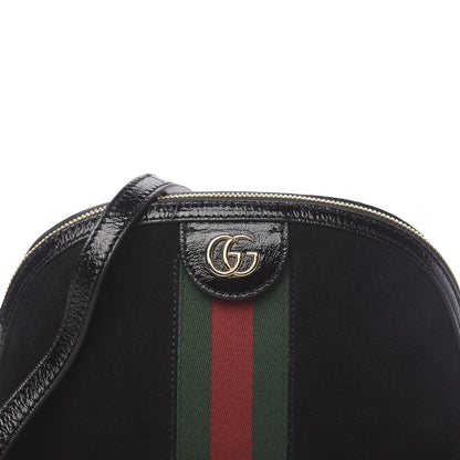 Gucci Suede Patent Web GG Small Ophidia Dome Shoulder Bag Black 10 of 10