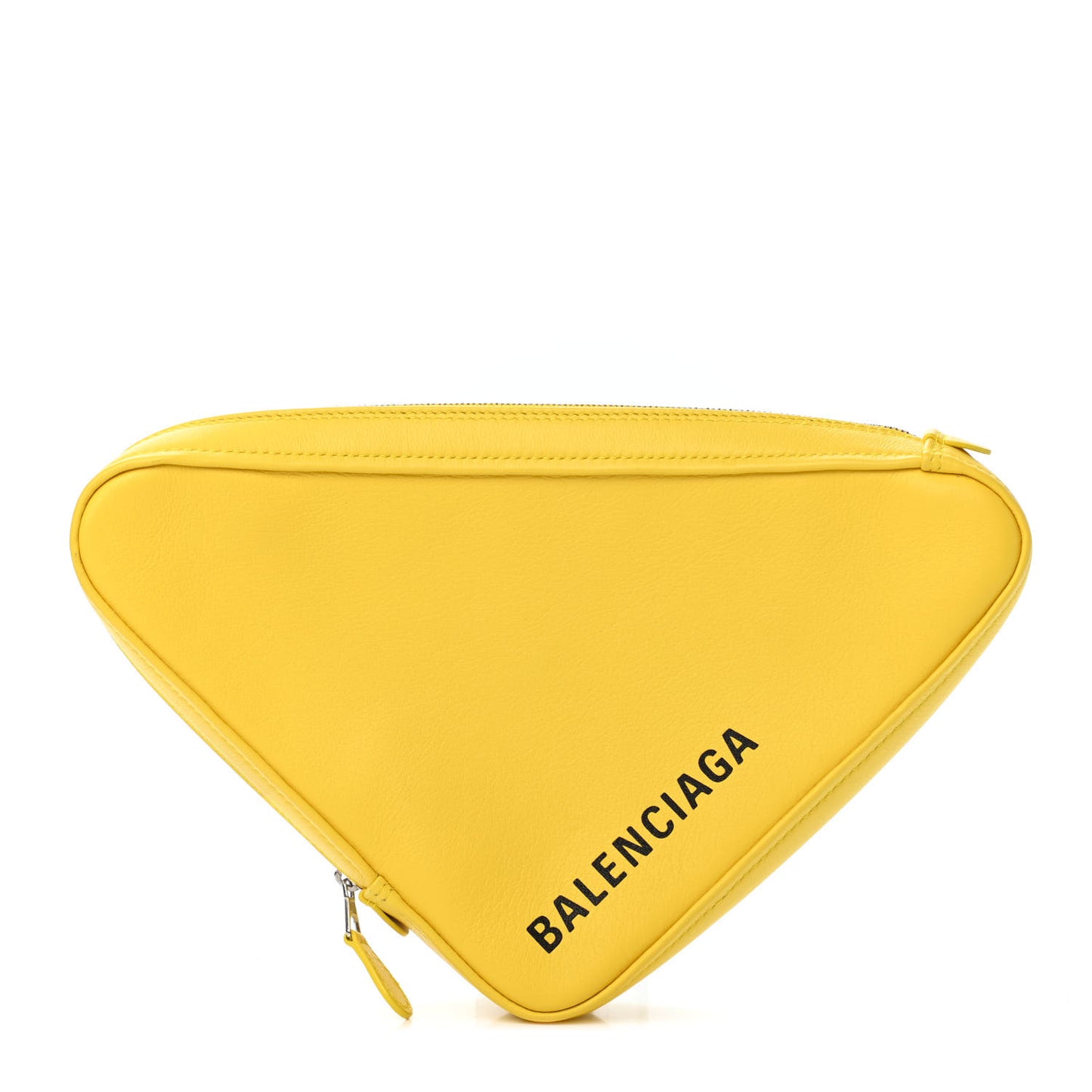 Shiny Day Calfskin Logo M Triangle Pouch Jaune Black