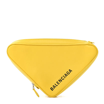 Balenciaga Shiny Day Calfskin Logo M Triangle Pouch Jaune Black 1 of 4