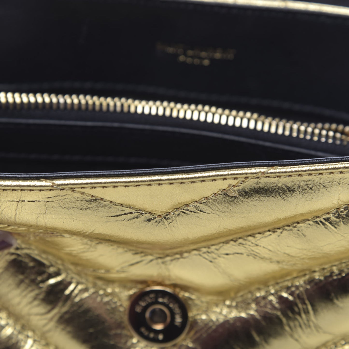 Metallic Calfskin Y Quilted Small Loulou Monogram Chain Satchel Gold