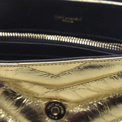 Saint Laurent Metallic Calfskin Y Quilted Small Loulou Monogram Chain Satchel Gold 10 of 12