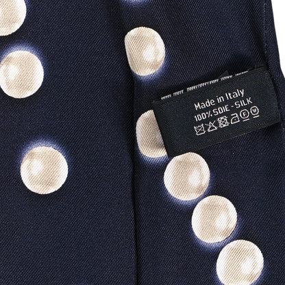 Chanel Silk Pearl CC Slim Bandeau Scarf Dark Navy 4 of 4