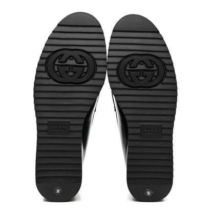 Gucci Calfskin Millennial Ribot Womens GG Wedge Platform Loafers 38 Black 6 of 9