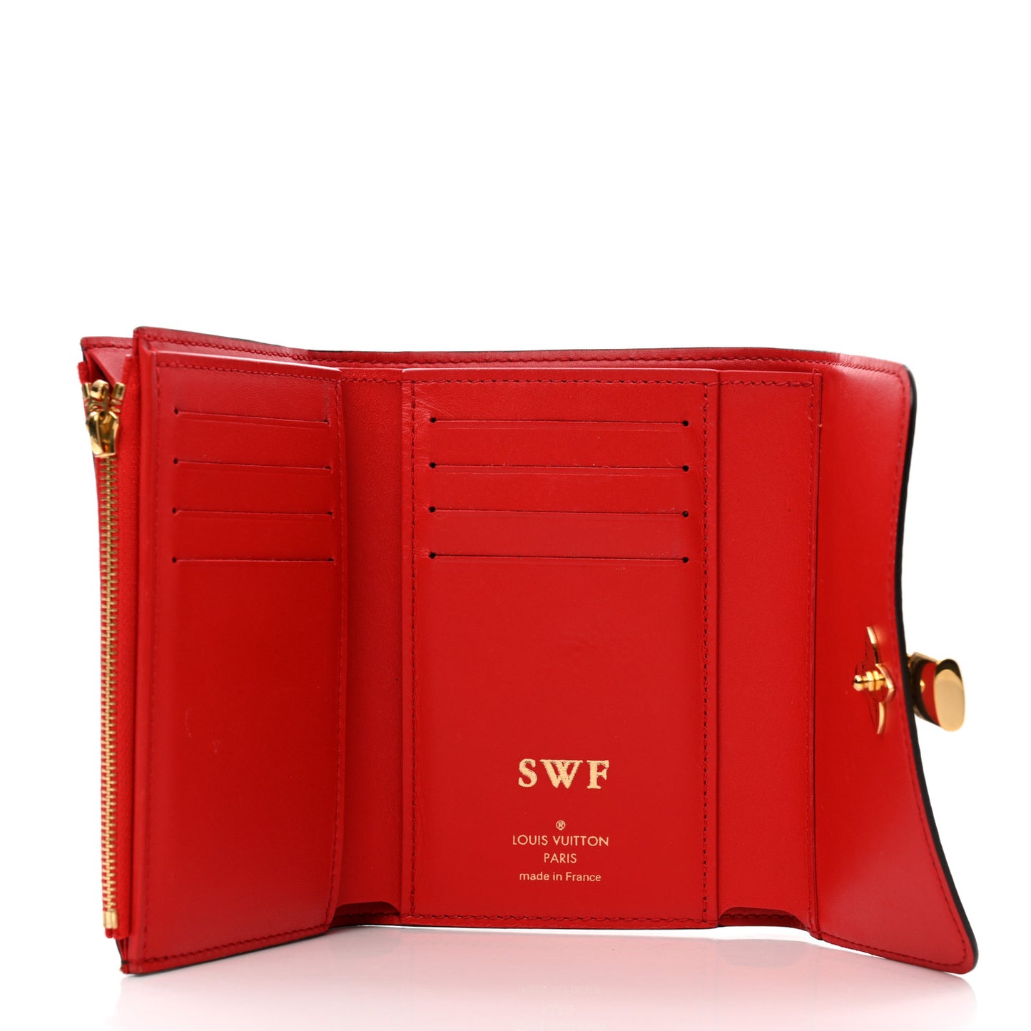 Monogram Flower Lock Compact Wallet Coquelicot