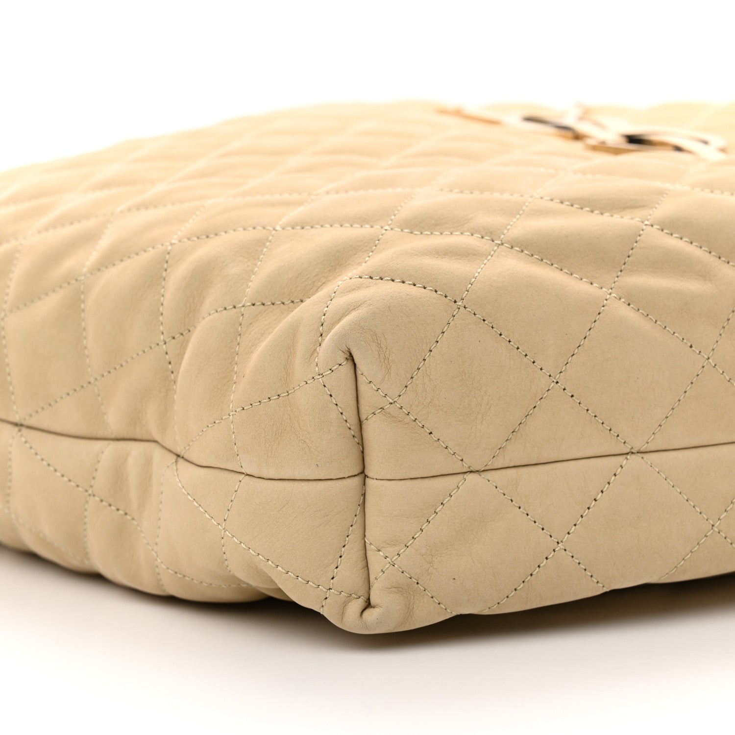 Saint Laurent Nubuck Suede Quilted Maxi Icare Shopping Tote Beige 9 of 12