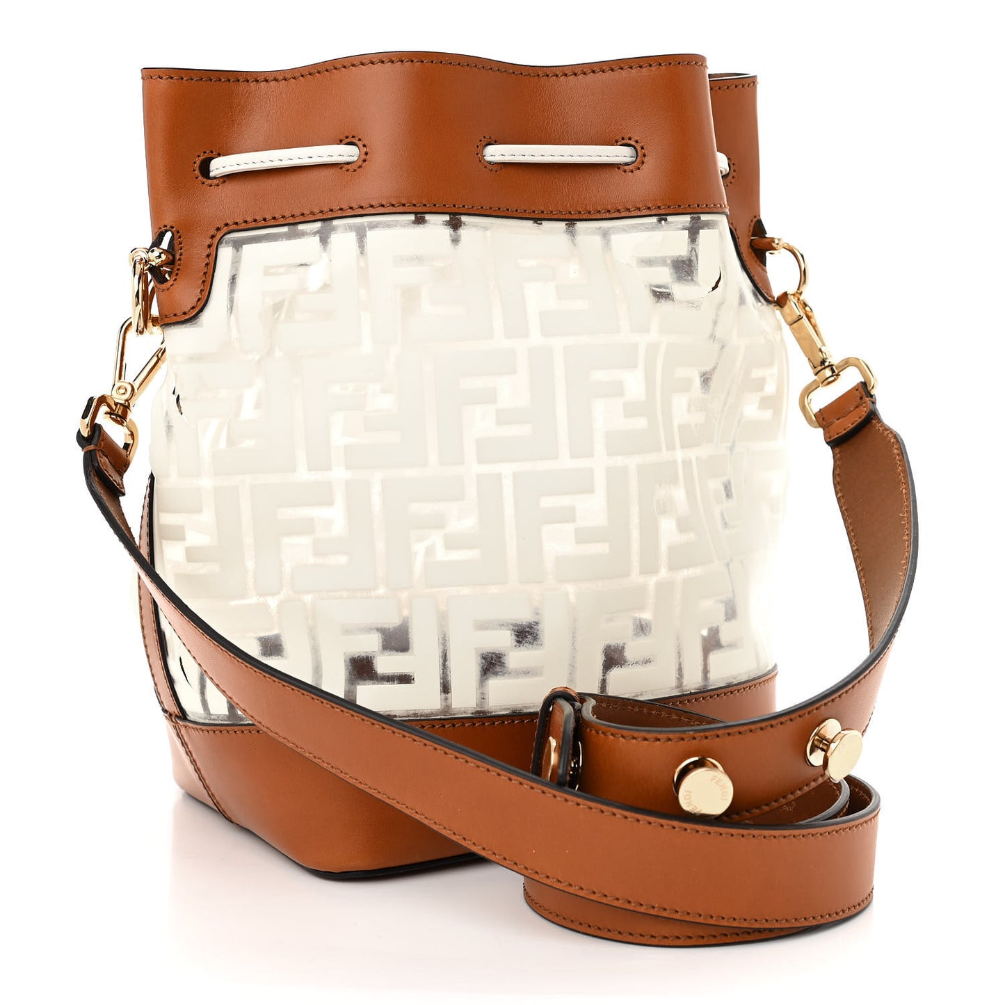TPU FF Vitello Aura F is Fendi Grande Mon Tresor Bucket Bag White Cuoio