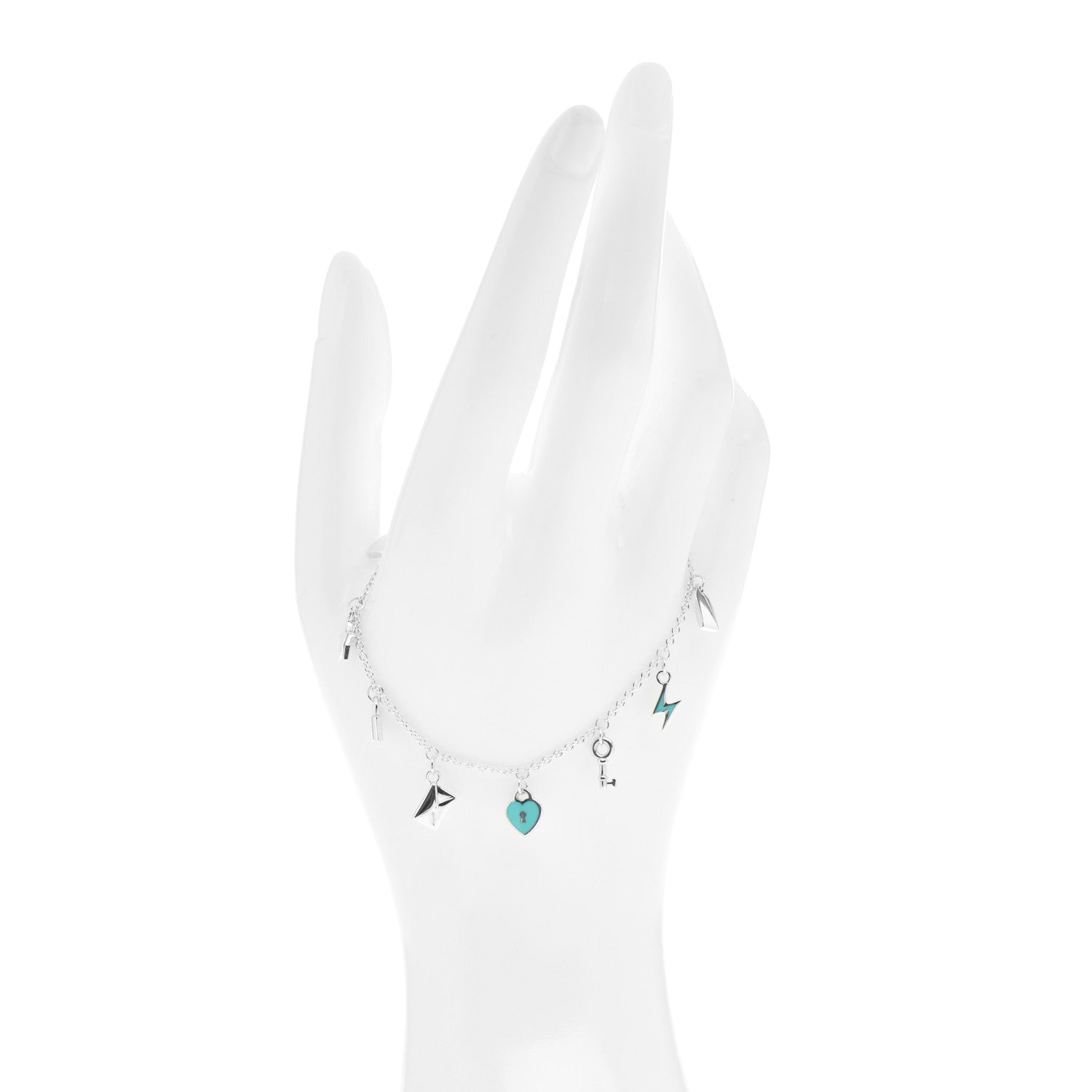 Tiffany Sterling Silver Enamel Love Notes Charm Bracelet Blue 2 of 4