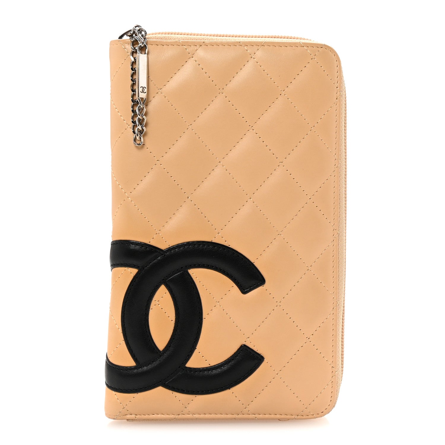 Chanel Calfskin Cambon Zip Around Organizer Wallet Beige Black 1 of 8