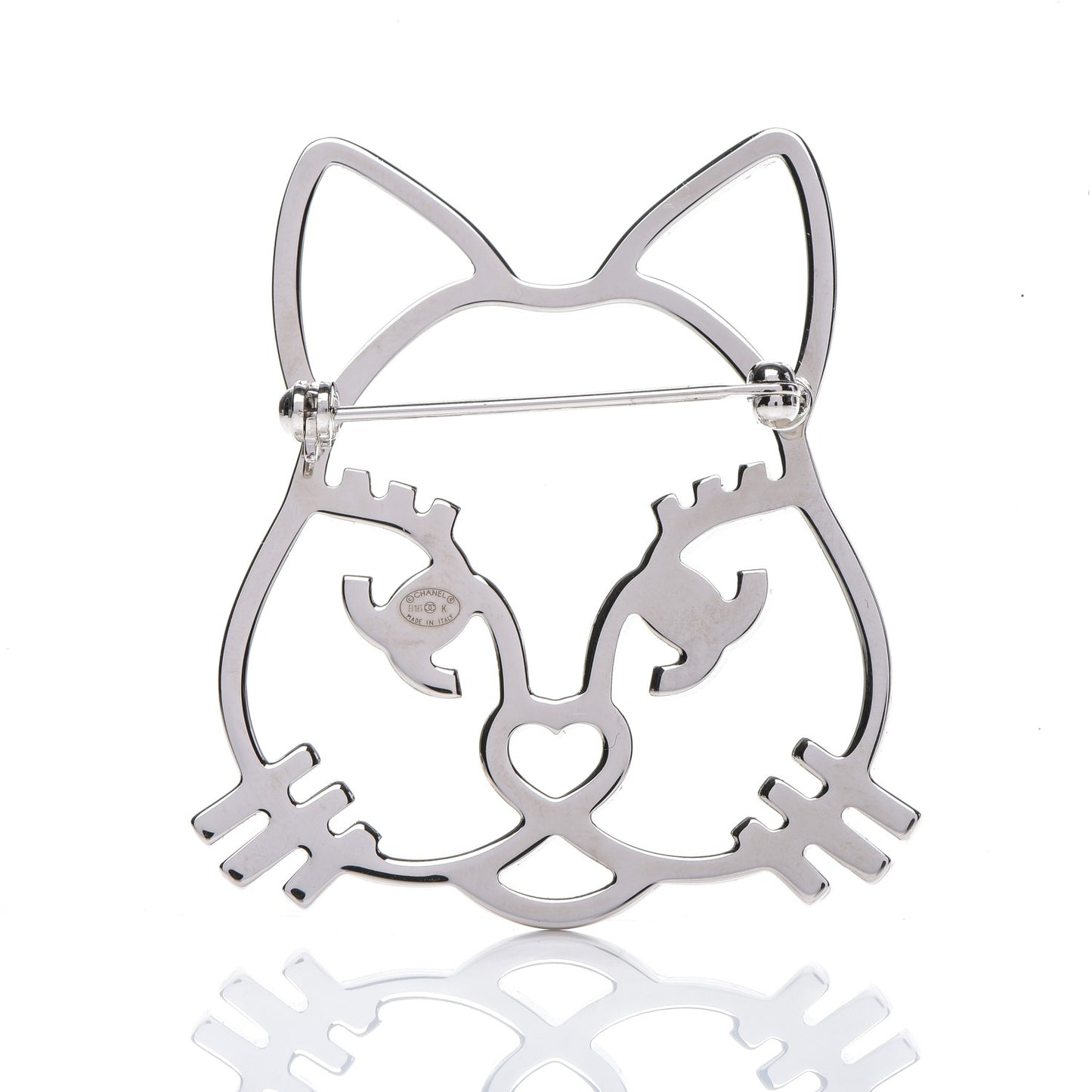 Strass Crystal Emoji Choupette Cat Brooch Silver