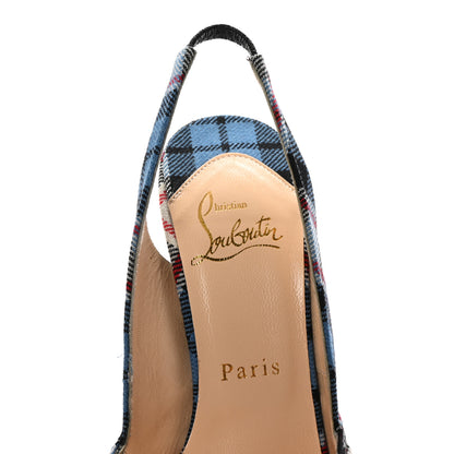 Christian Louboutin Tartan Jenny Slingback 150 Pumps 36.5 Blue 8 of 8
