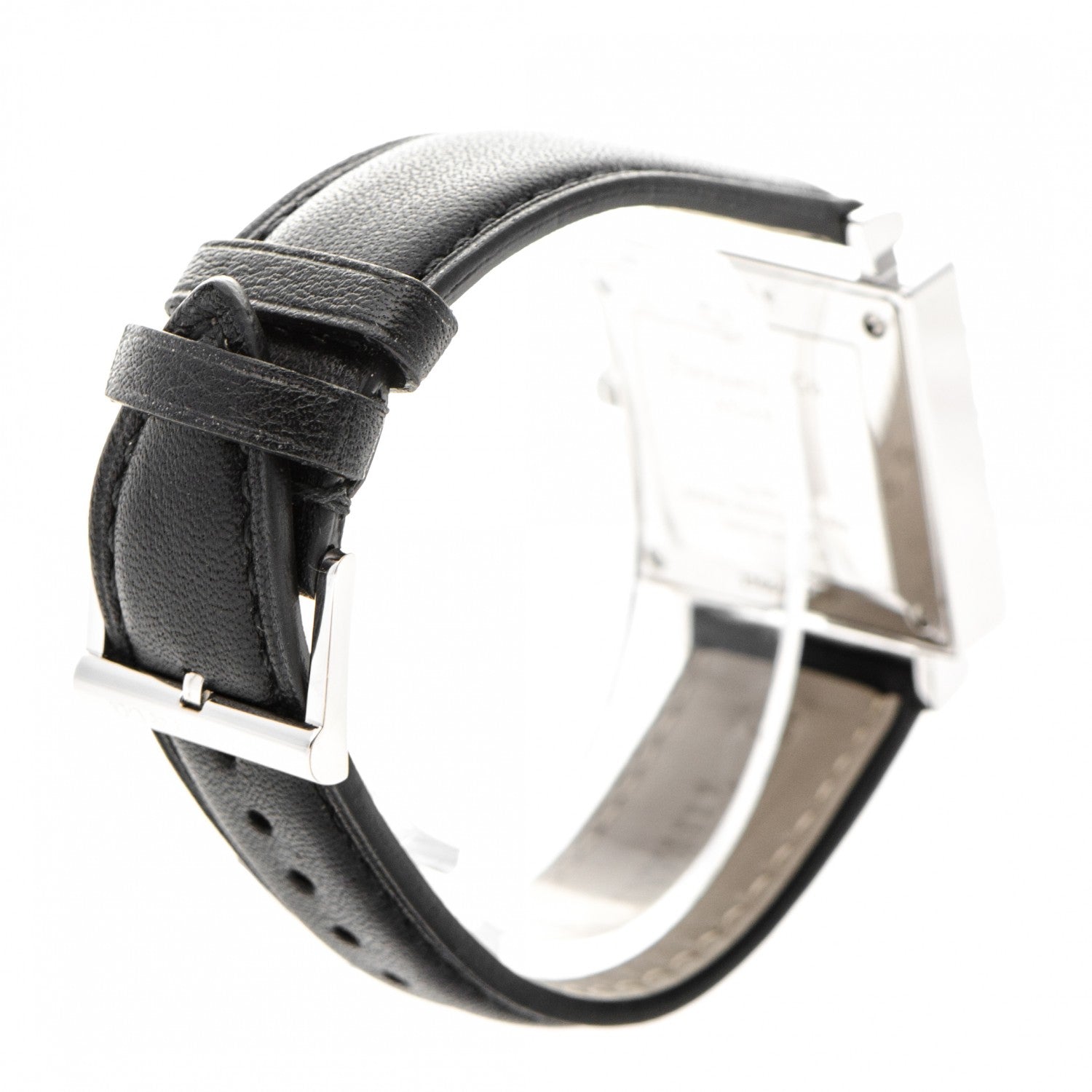 Tiffany Sterling Silver Calfskin 27mm Atlas Square Quartz Watch 4 of 8