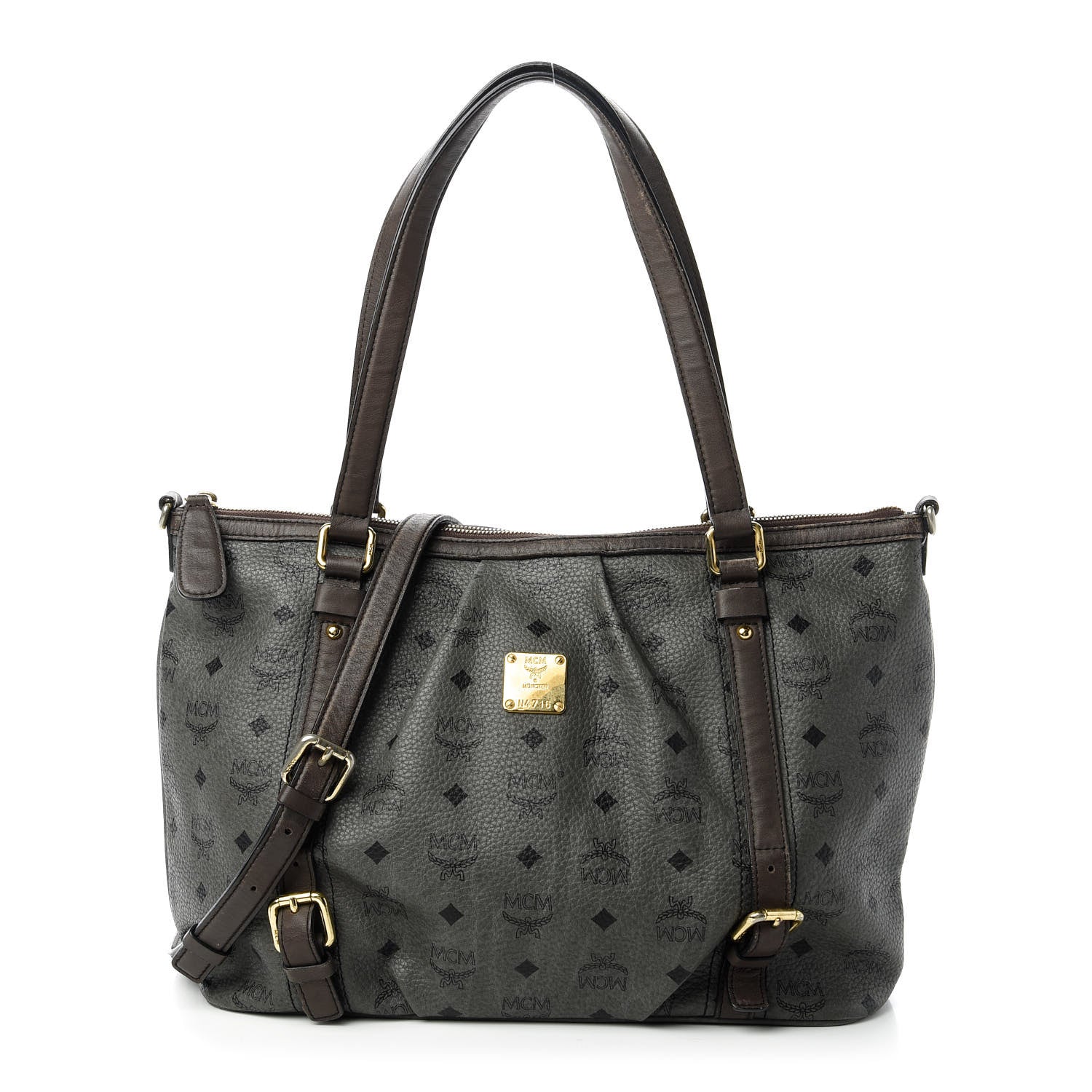 MCM Visetos Medium Essentials Shopper Tote Phantom Grey 1 of 10