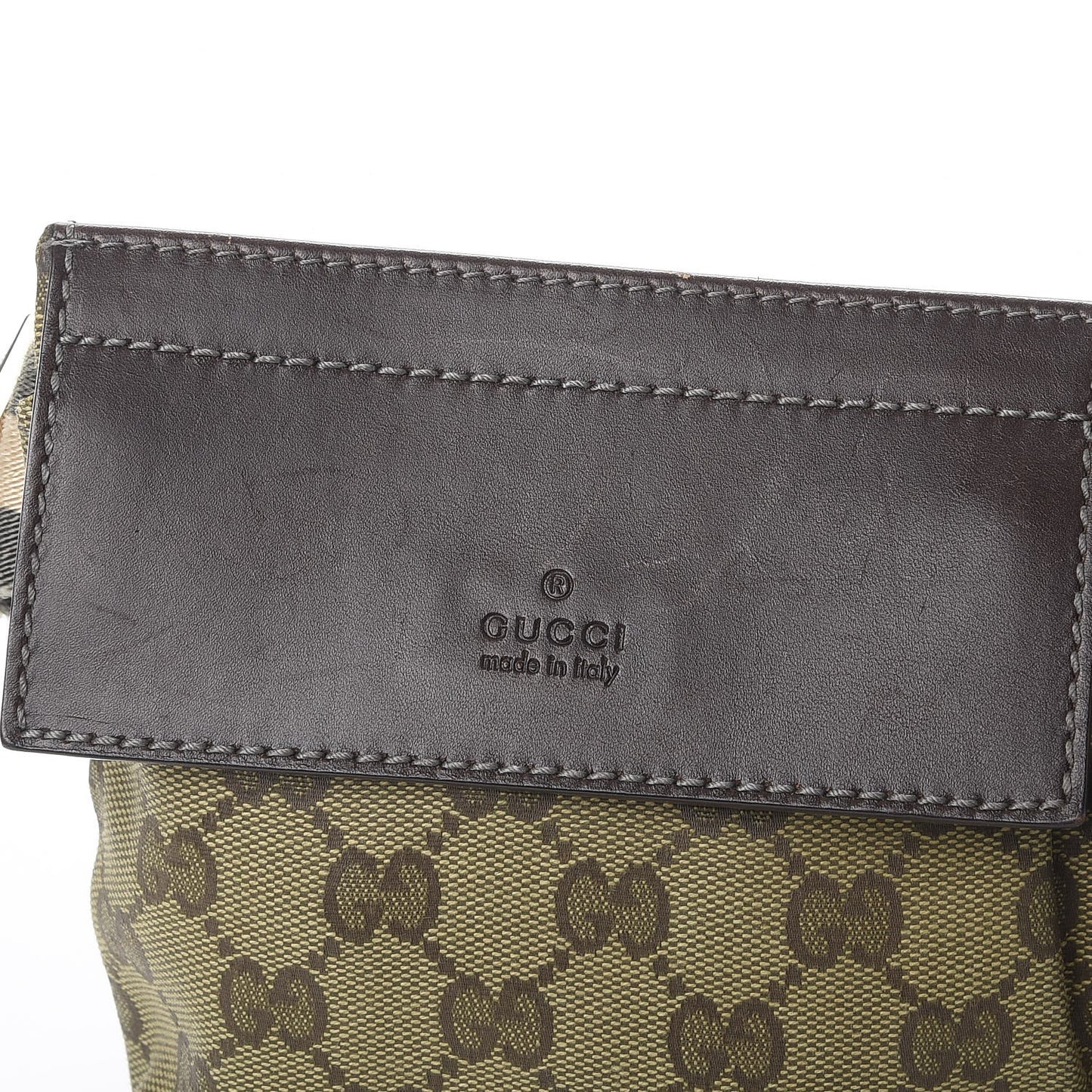 GG Monogram Web Double Pocket Belt Bag Green Dark Brown