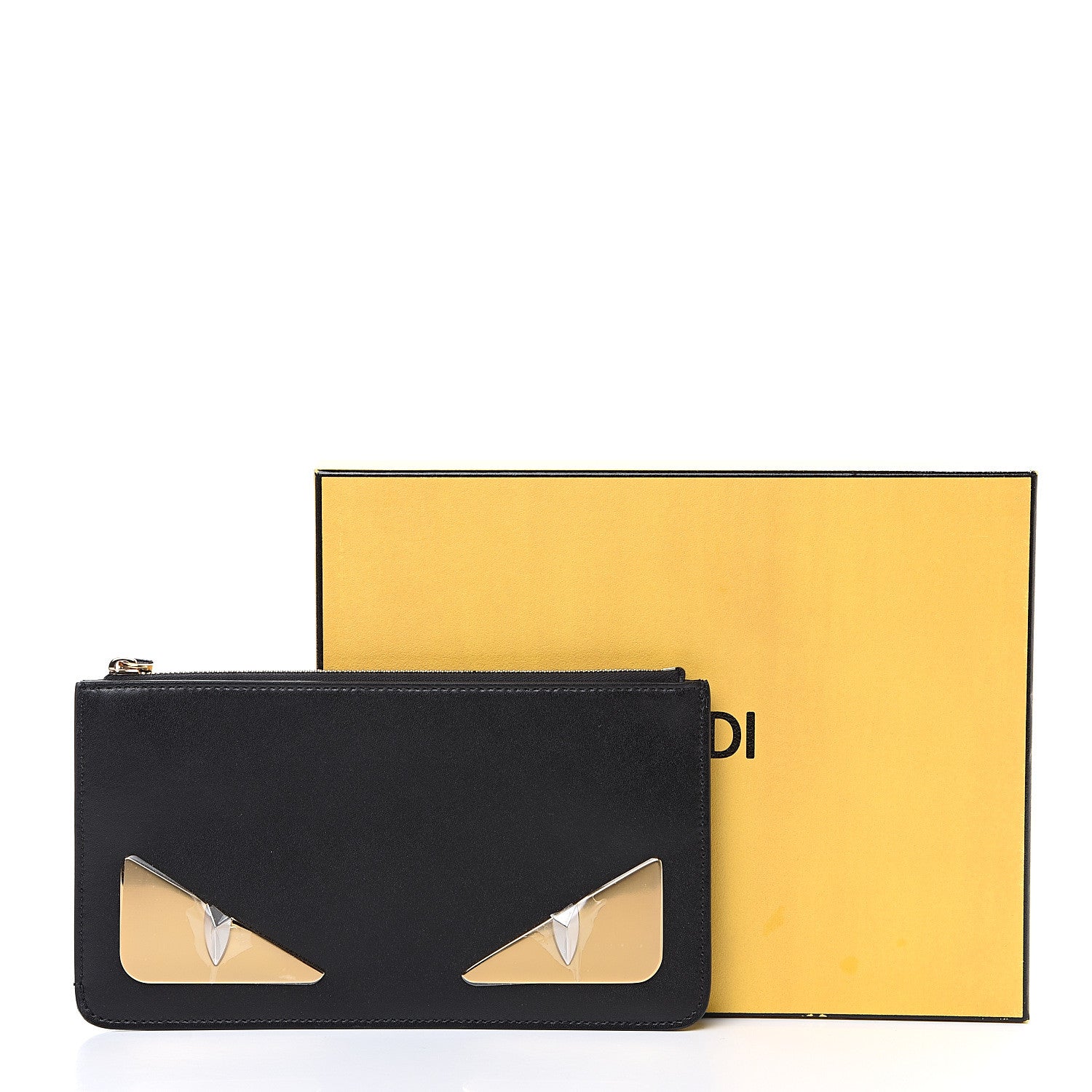 Fendi Vitello Liberty Lucido Metal Monster Eyes Zip Pouch Black 8 of 8