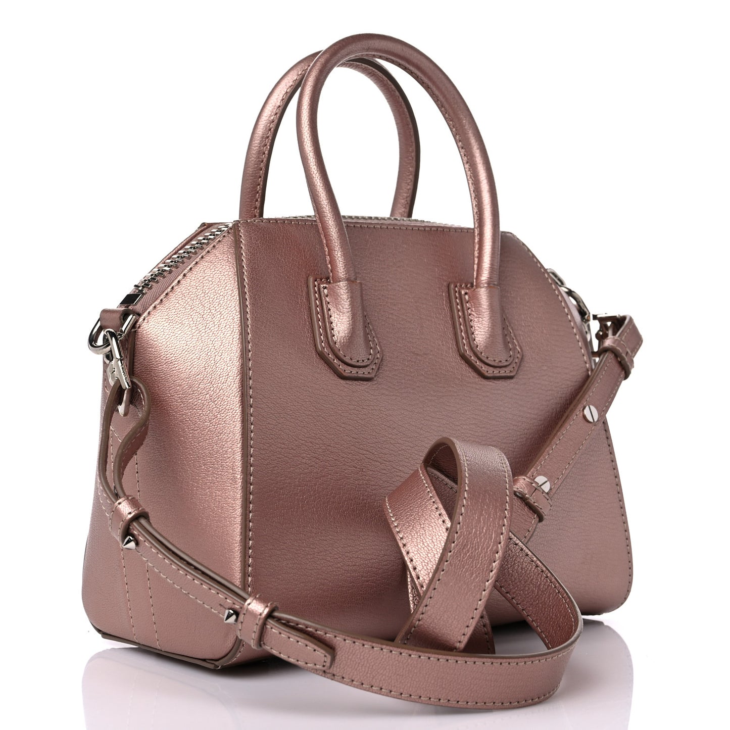 Metallic Sugar Goatskin Mini Antigona Light Pink